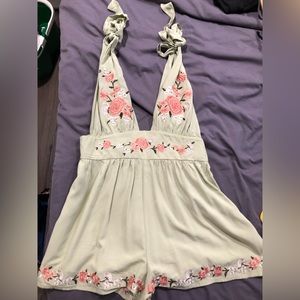 Green Backless Romper